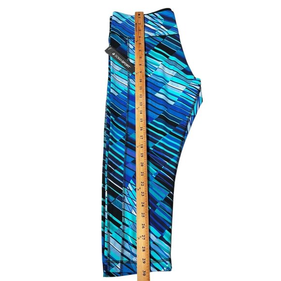 NWT Soma Sport Womens Blue Geometric Sprint Stripe Royal Crop Leggings Size L - Picture 11 of 11